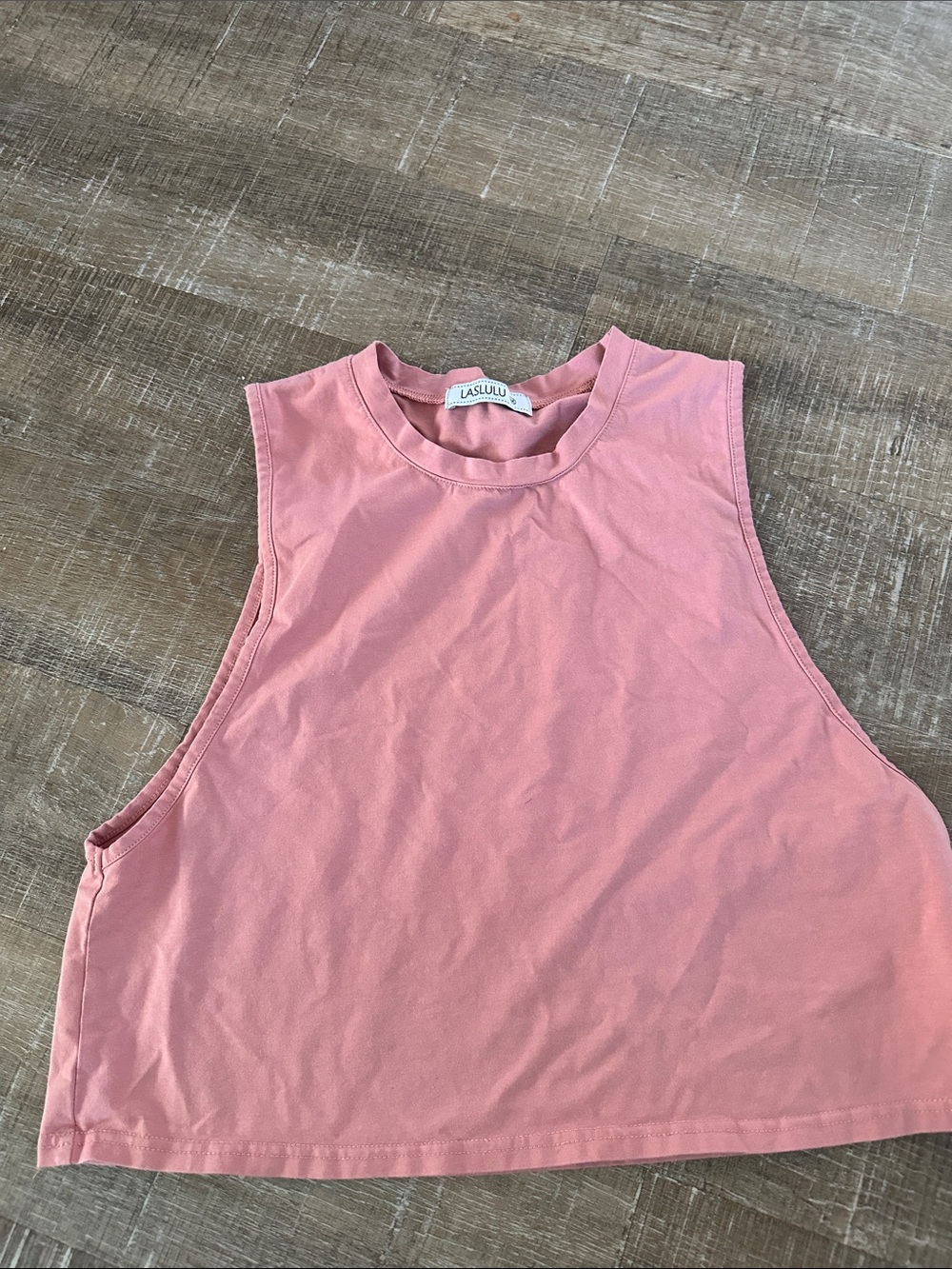 Pink Cropped Muscle Tank Top cut out in back